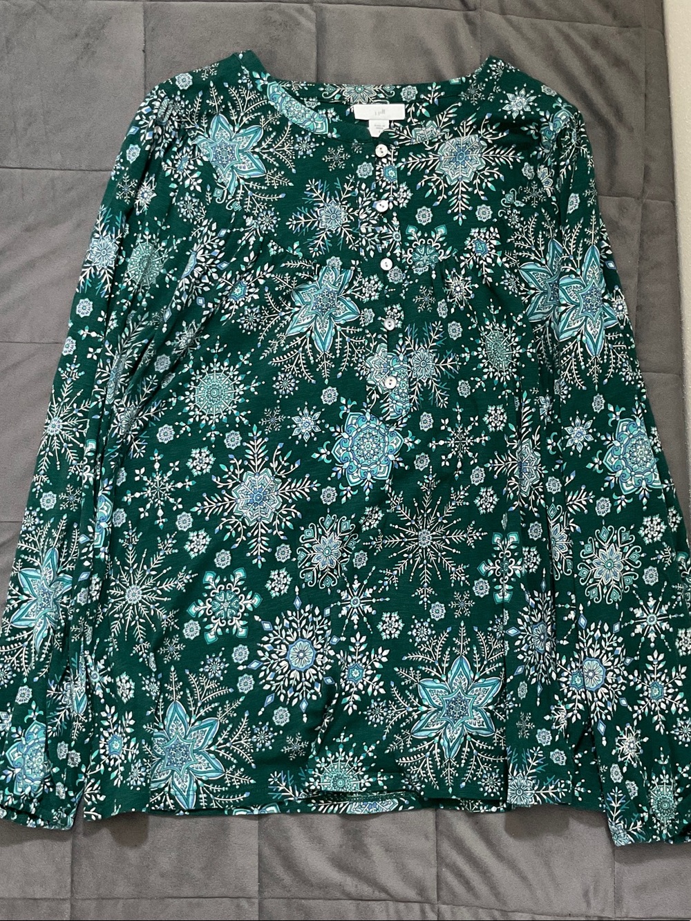 J. Jill green crystal pattern pullover top - Picture 5 of 6